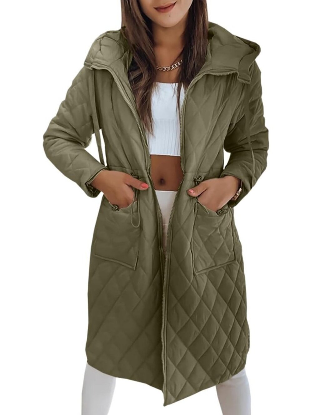 Lightweight Hooded Long Quilted Puffer Jacket for Women - Stylish Outerwear